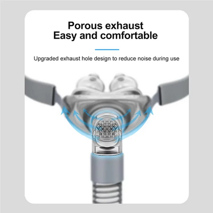 Durable CPAP nasal mask with 3 silicone cushion sizes (S/M/L). Compatible with CPAP and BiPAP.