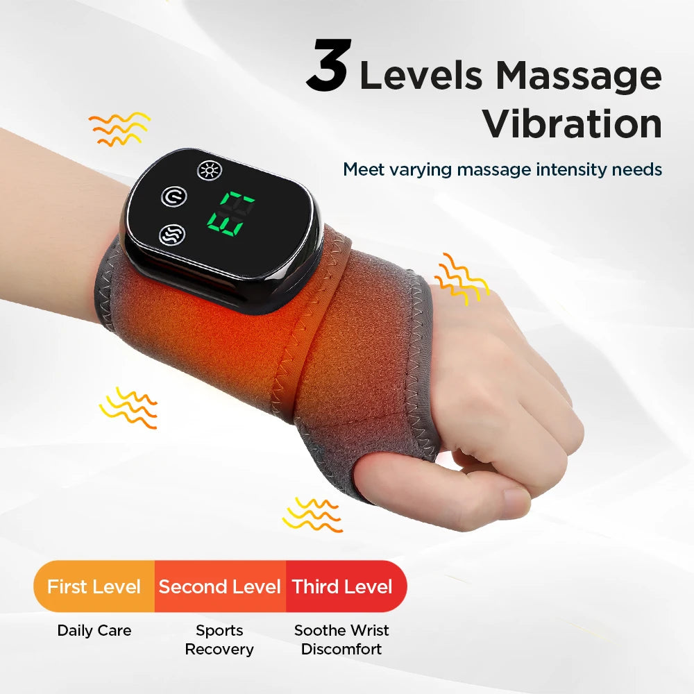 Electric Heated Wrist Brace Adjustable Hot Compress Vibration Massage Hand Wrist Foot Ankle Guard Band Carpal Wrap Support Brace
