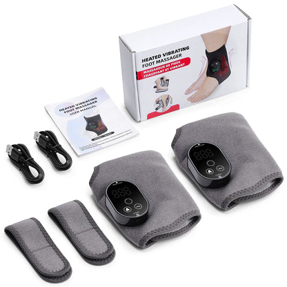 Dual Motor Foot Heat Massager 6 Levels Heating 3 Vibration Massage Foot and Ankle Joint Hot Compress Protection Support Tool