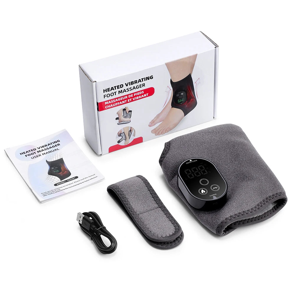 Dual Motor Foot Heat Massager 6 Levels Heating 3 Vibration Massage Foot and Ankle Joint Hot Compress Protection Support Tool