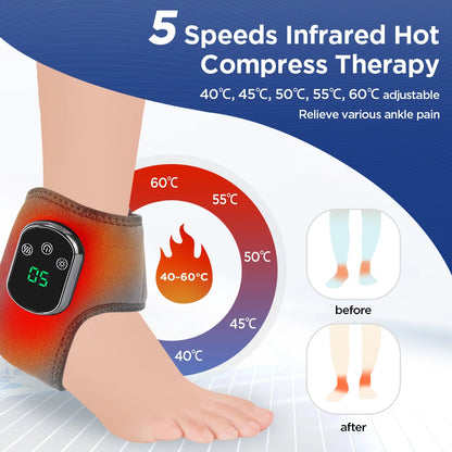 Electric Heated Wrist Brace Adjustable Hot Compress Vibration Massage Hand Wrist Foot Ankle Guard Band Carpal Wrap Support Brace
