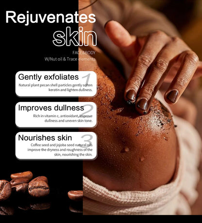 KYLIEFIT Coffee & Brazilian Nut Shea Sugar Scrub, Lightening, Whitening, Exfolilate, Nourishing, Cleaning Skin, for Face, Body