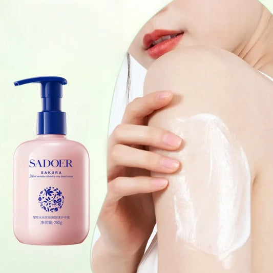 280g Sakura Moisturizing Vitamin E Hand Cream, Contains Sodium Hyaluronate, Centella Asiatica, Cherry Blossom Extract and Other Skin-Friendly Ingredients, with a Silky and Soft Texture, Refreshing and Non-Sticky, Moisturizes
