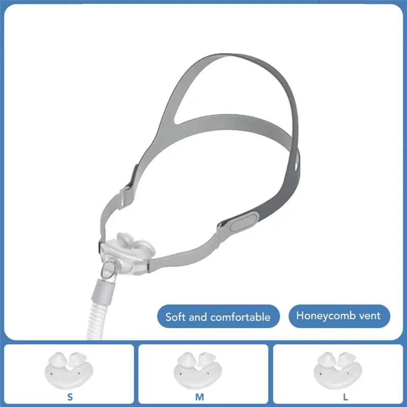 Durable CPAP nasal mask with 3 silicone cushion sizes (S/M/L). Compatible with CPAP and BiPAP.