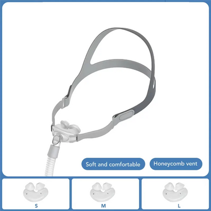 Durable CPAP nasal mask with 3 silicone cushion sizes (S/M/L). Compatible with CPAP and BiPAP.