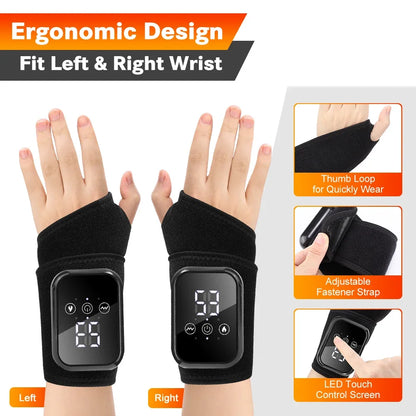 Electric Heated Wrist Brace Adjustable Hot Compress Vibration Massage Hand Wrist Foot Ankle Guard Band Carpal Wrap Support Brace