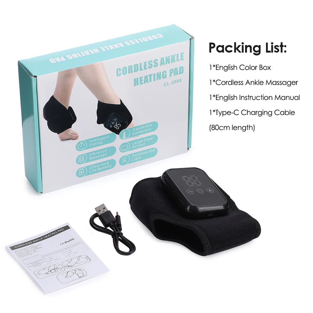Electric Heating Ankle Guard 3 Levels Hot Compress Vibration Massage Cordless Foot Massager Ankle Joint Protection Heating Strap