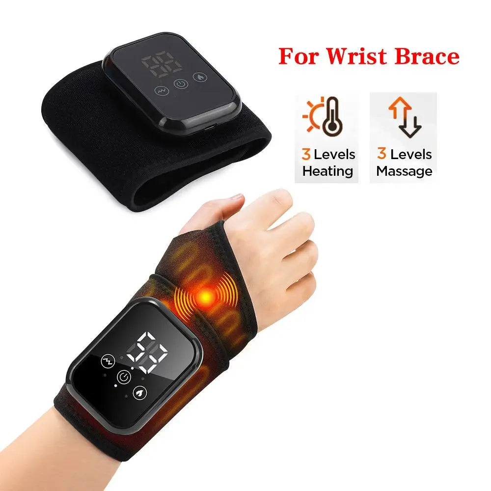 Electric Heated Wrist Brace Adjustable Hot Compress Vibration Massage Hand Wrist Foot Ankle Guard Band Carpal Wrap Support Brace