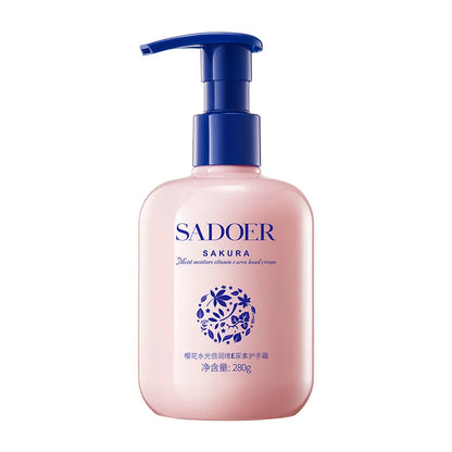 280g Sakura Moisturizing Vitamin E Hand Cream, Contains Sodium Hyaluronate, Centella Asiatica, Cherry Blossom Extract and Other Skin-Friendly Ingredients, with a Silky and Soft Texture, Refreshing and Non-Sticky, Moisturizes