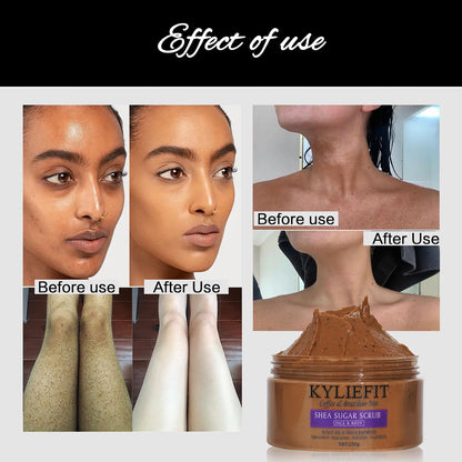 KYLIEFIT Coffee & Brazilian Nut Shea Sugar Scrub, Lightening, Whitening, Exfolilate, Nourishing, Cleaning Skin, for Face, Body