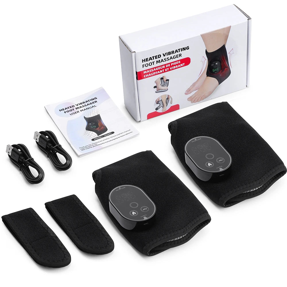 Dual Motor Foot Heat Massager 6 Levels Heating 3 Vibration Massage Foot and Ankle Joint Hot Compress Protection Support Tool