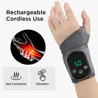 Electric Heated Wrist Brace Adjustable Hot Compress Vibration Massage Hand Wrist Foot Ankle Guard Band Carpal Wrap Support Brace