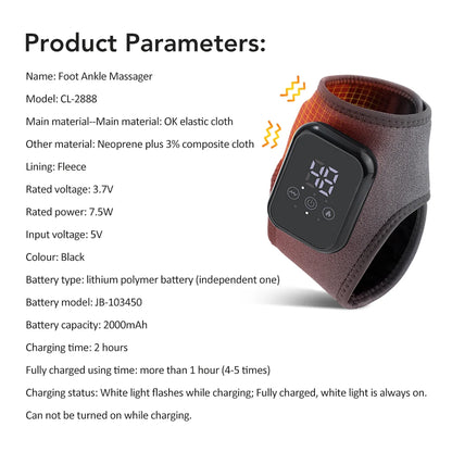 Electric Heated Wrist Brace Adjustable Hot Compress Vibration Massage Hand Wrist Foot Ankle Guard Band Carpal Wrap Support Brace