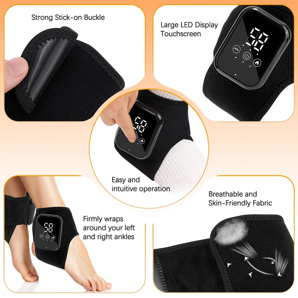 Electric Heated Wrist Brace Adjustable Hot Compress Vibration Massage Hand Wrist Foot Ankle Guard Band Carpal Wrap Support Brace