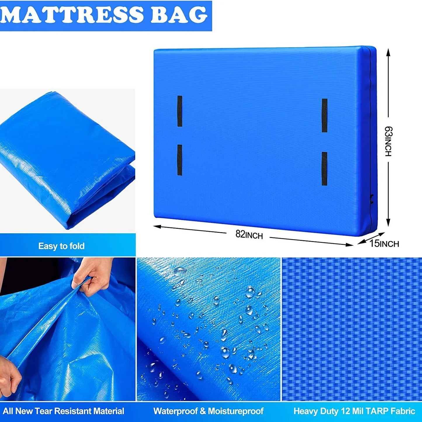 Mattress Protector Bag for Moving, with Sturdy Handles & Heavy-Duty Zipper, Essential Heavy-Duty Storage & Packaging Cover