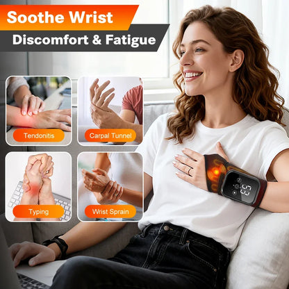 Electric Heated Wrist Brace Adjustable Hot Compress Vibration Massage Hand Wrist Foot Ankle Guard Band Carpal Wrap Support Brace