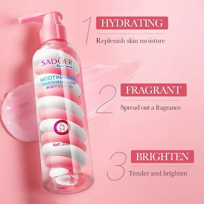 200ml Niacinamide Marshmallow Beauty Body Lotion, Moisturizing and Nourishing Light Beige, Restores Softness and Delicacy, Moisturizing and Smooth Light Beige Cream