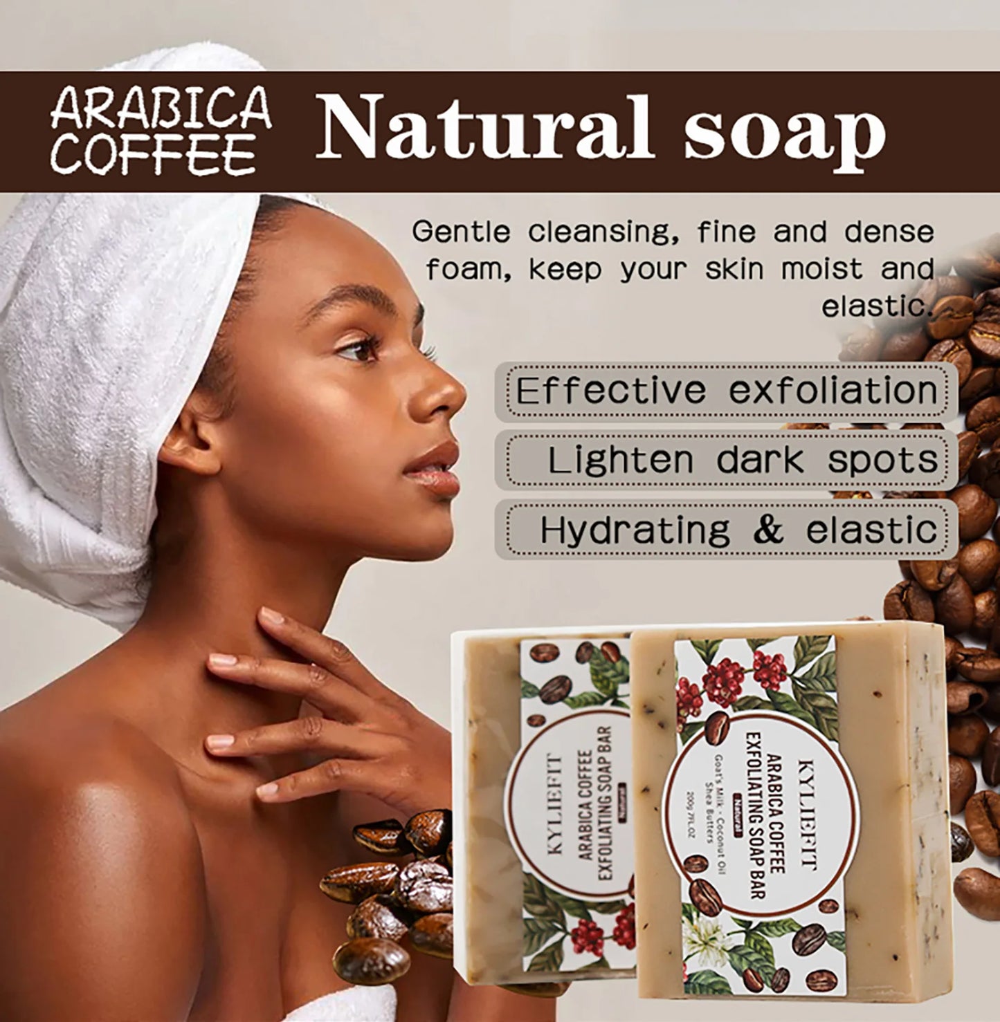 KYLIEFIT Coffee & Brazilian Nut Shea Sugar Scrub, Lightening, Whitening, Exfolilate, Nourishing, Cleaning Skin, for Face, Body