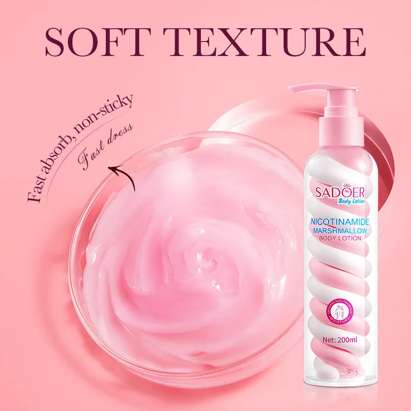 200ml Niacinamide Marshmallow Beauty Body Lotion, Moisturizing and Nourishing Light Beige, Restores Softness and Delicacy, Moisturizing and Smooth Light Beige Cream