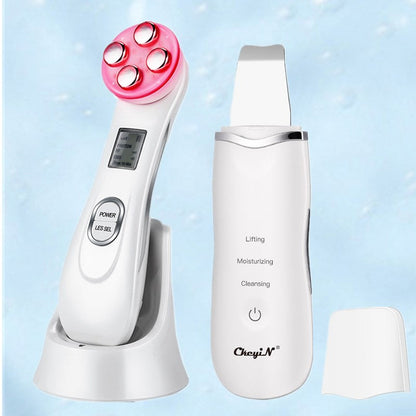 RF EMS LED Photon Mesotherapy Electroporation Facial Lifting Beauty Machine + Skin Care Ultrasonic Face Cleaning Skin Scrubber45