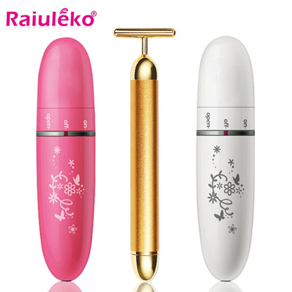 Slimming Face 24k Gold Colour Vibration Facial Beauty Bar Stick Lift Skin Tightening Wrinkle Bar Electric Stick Massage