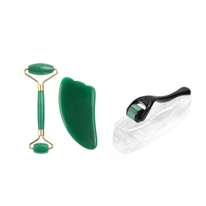 Micro Needle Roller Jade Roller Scraping Board Set Facial Slimming Massager Face-lifting Natural Stone Skin Care Set for gift