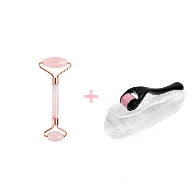 Micro Needle Roller Jade Roller Scraping Board Set Facial Slimming Massager Face-lifting Natural Stone Skin Care Set for gift