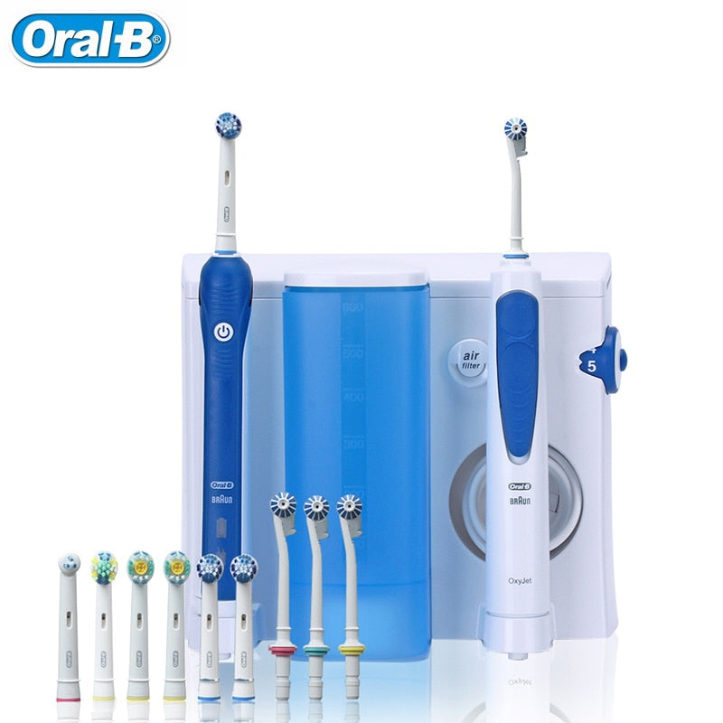 Oral B Irrigator Electric Toothbrush Family Oral Care Center 7+4 heads Plaque Remove Gume Care Dental Water Flosser Teeth White